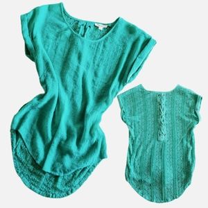 E Hanger M Brand Lace Tie Back Short Sleeve Tunic